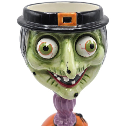 Department 56 Halloween Witch Google Eye Goblet Ceramic Candy Dish Party Decor