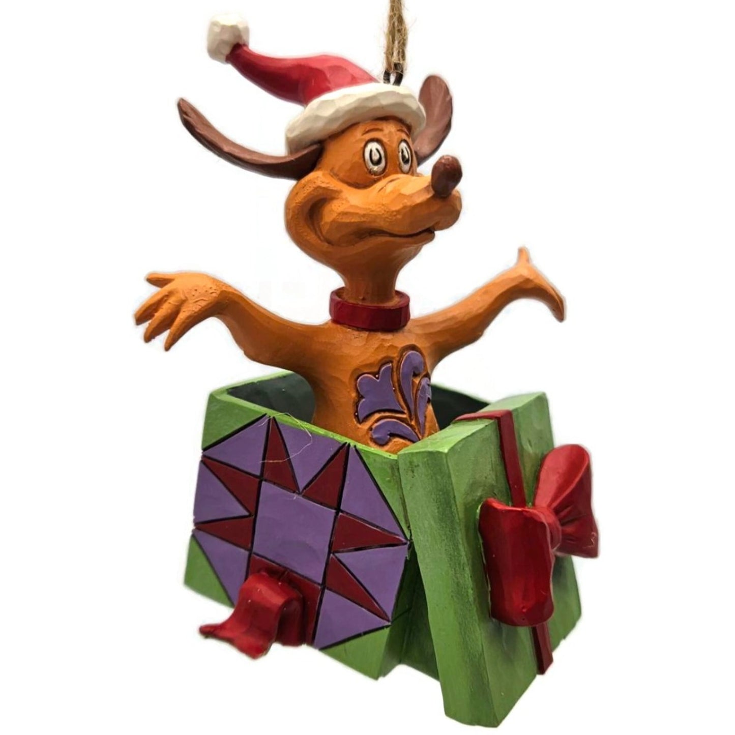 Jim Shore Dr. Seuss The Grinch Max the Dog in Present Enesco Christmas Ornament