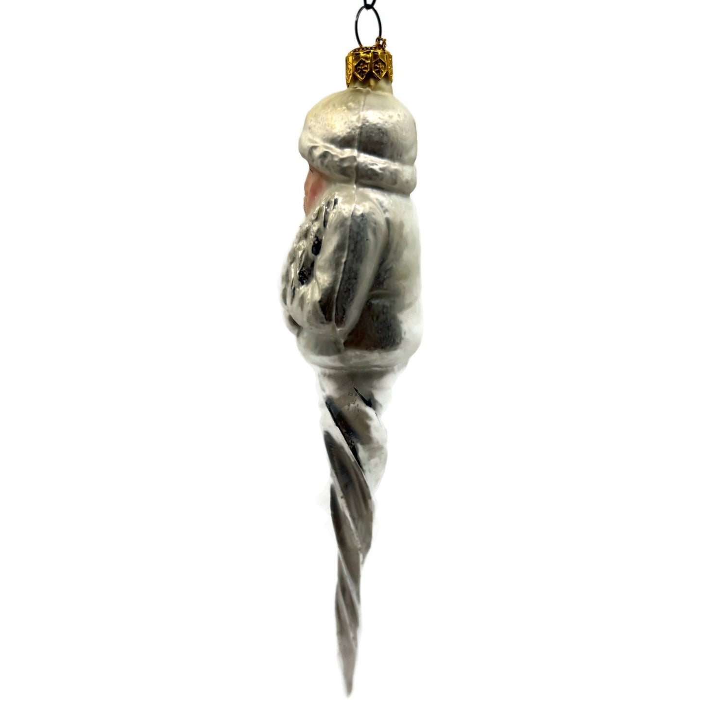 Christopher Radko Frosted Santa Icicle Silver Glass Christmas Ornament 95-143-0