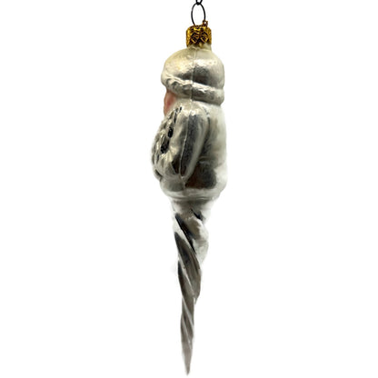 Christopher Radko Frosted Santa Icicle Silver Glass Christmas Ornament 95-143-0