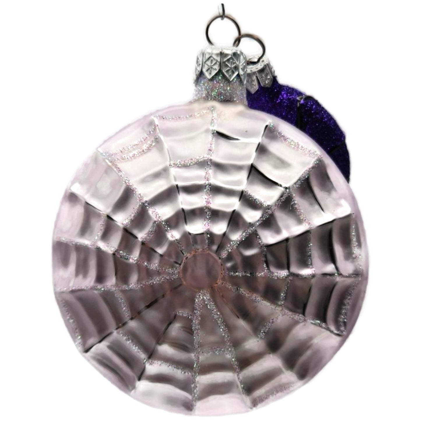 Patricia Breen Victorian Spider Web Lavender Black Glass Halloween Ornament 9650