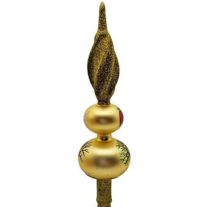 Patricia Breen Orchard Finial Glittered Leaves Apple Christmas Tree Topper 9794