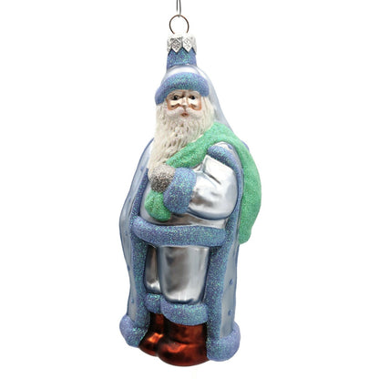 Patricia Breen Jordan Santa Claus Blue Green Christmas Holiday Tree Ornament