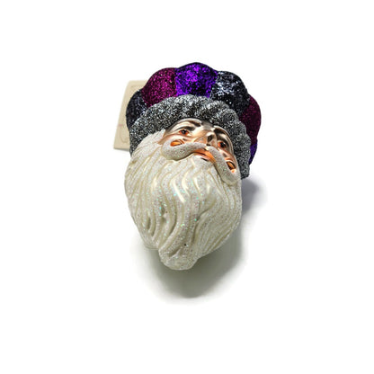 Patricia Breen Carnival Noël Purple Silver Santa Head Christmas Tree Ornament