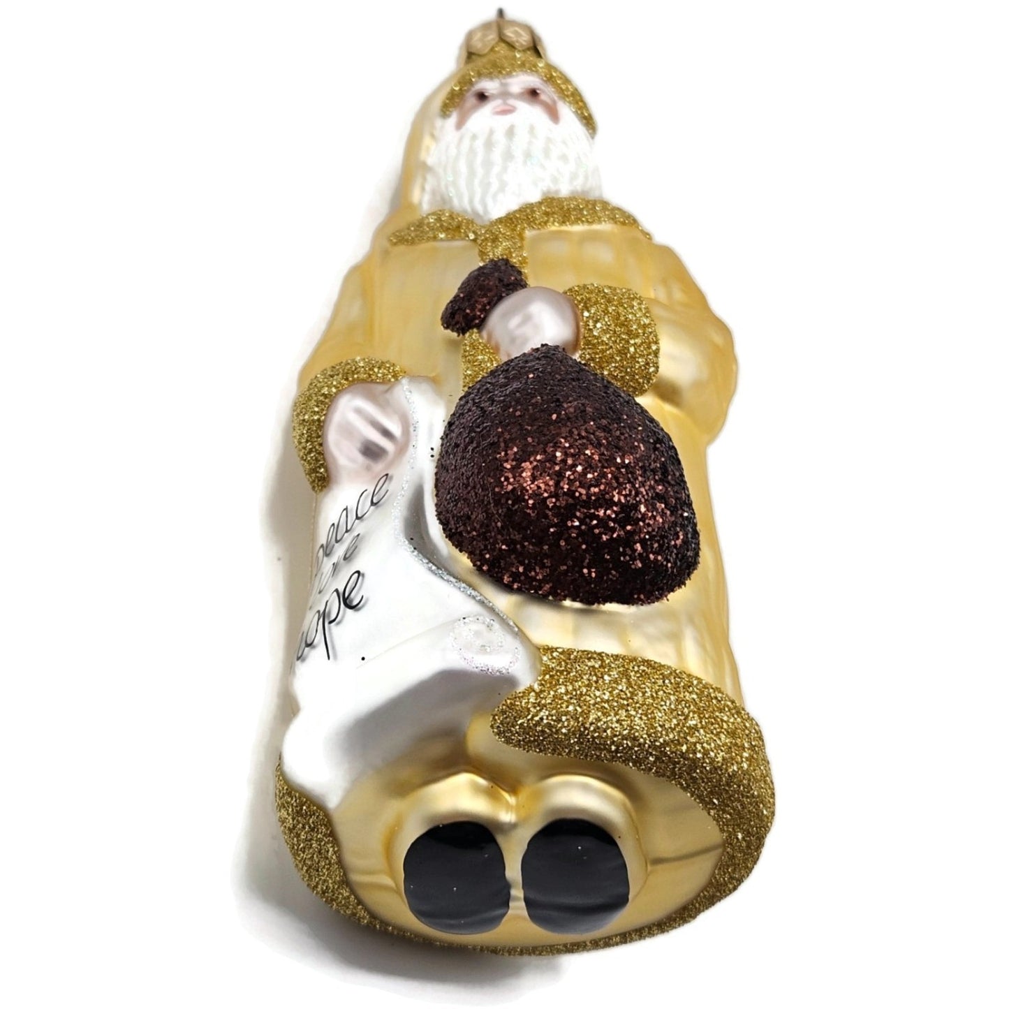 Patricia Breen Gift of the Season Gold Brown Bag Santa Christmas Tree Ornament