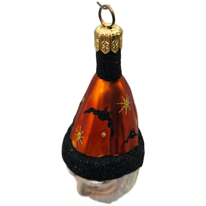Patricia Breen Faux Fur Santa Head Moons Orange Stars Halloween Ornament 9610