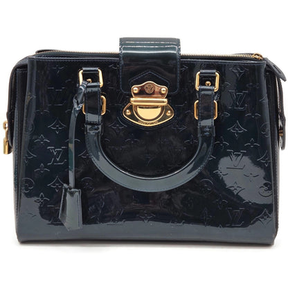 Louis Vuitton Melrose Avenue Monogram Vernis Bleu Nuit Bag Wallet Coin Pouch Set