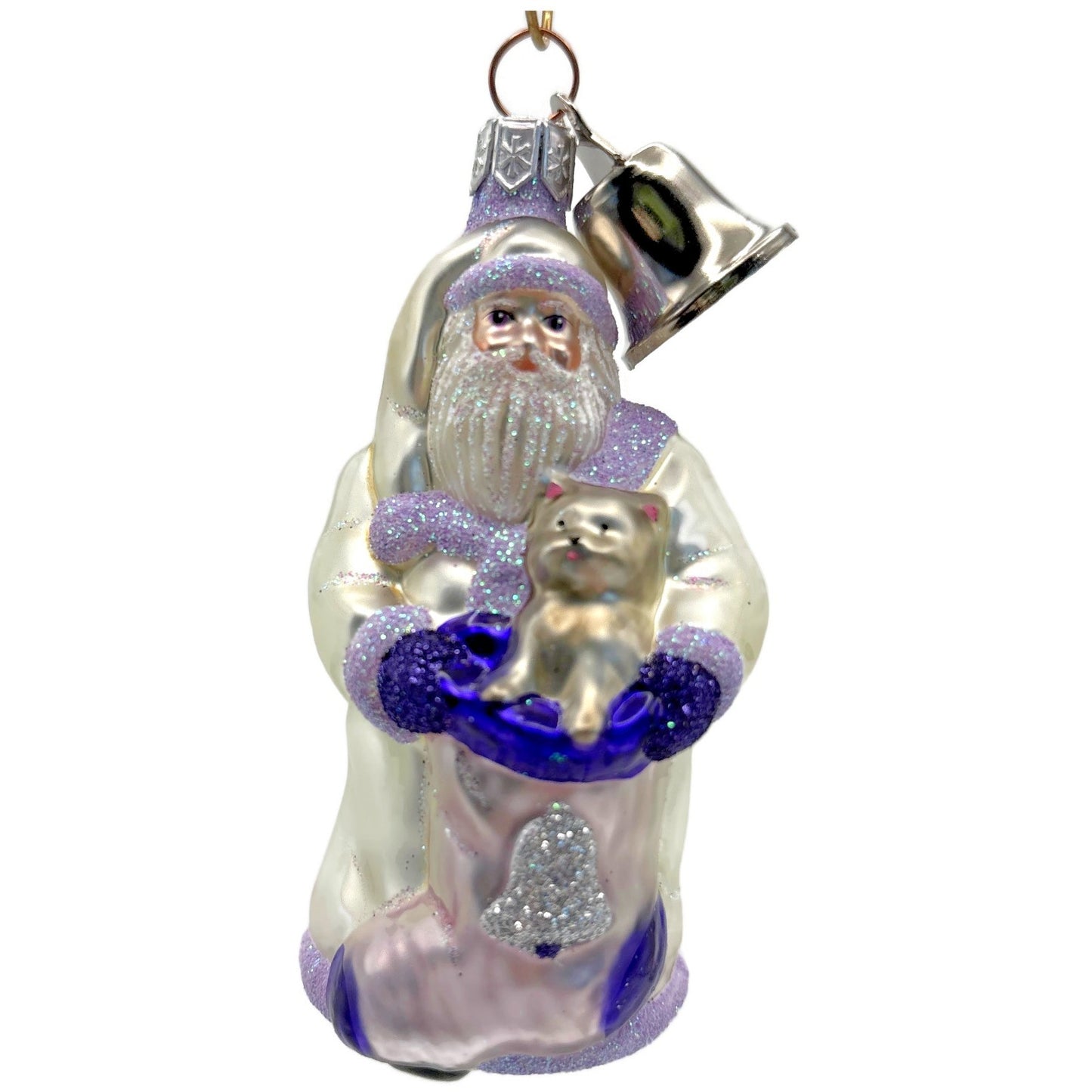 Patricia Breen Santa With Kitten Bell Lavender Complimentary Christmas Ornament