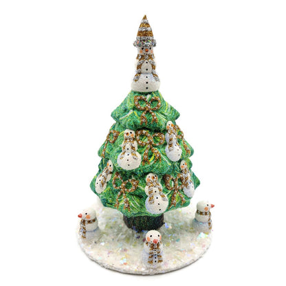 Patricia Breen Snowman Topiary Gold Silver Free Standing Christmas Tree Ornament