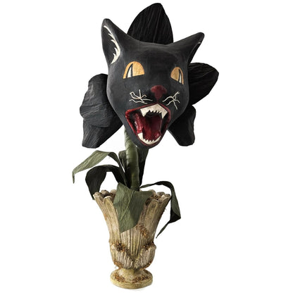 Bethany Lowe Scaredy Cat Orchid Halloween Black Paper Mache Flower Urn 18" Rare