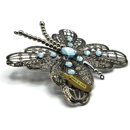 Katherines Collection Filigree Butterfly Clip On Ornament Aqua Blue Rhinestones