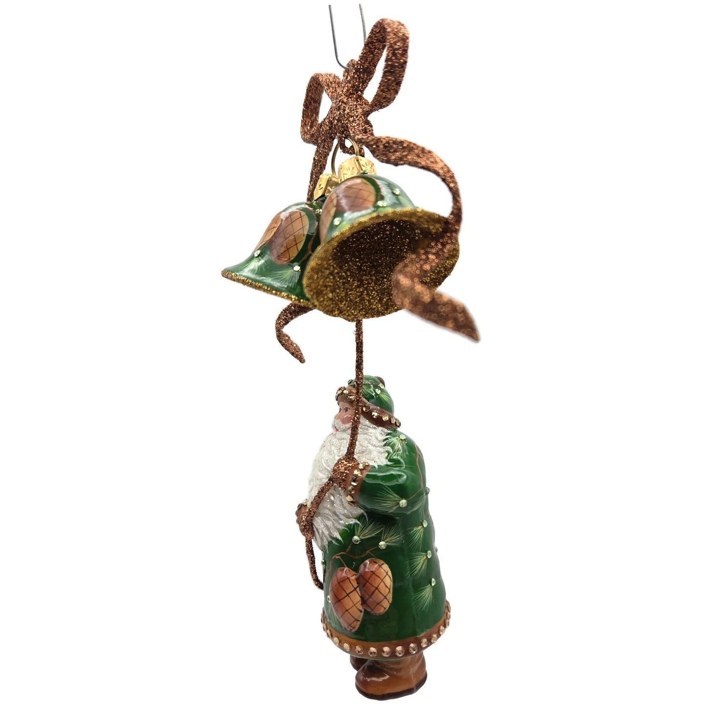 Patricia Breen Bellissimo Santa Claus Pine Cones Green Christmas Tree Ornament