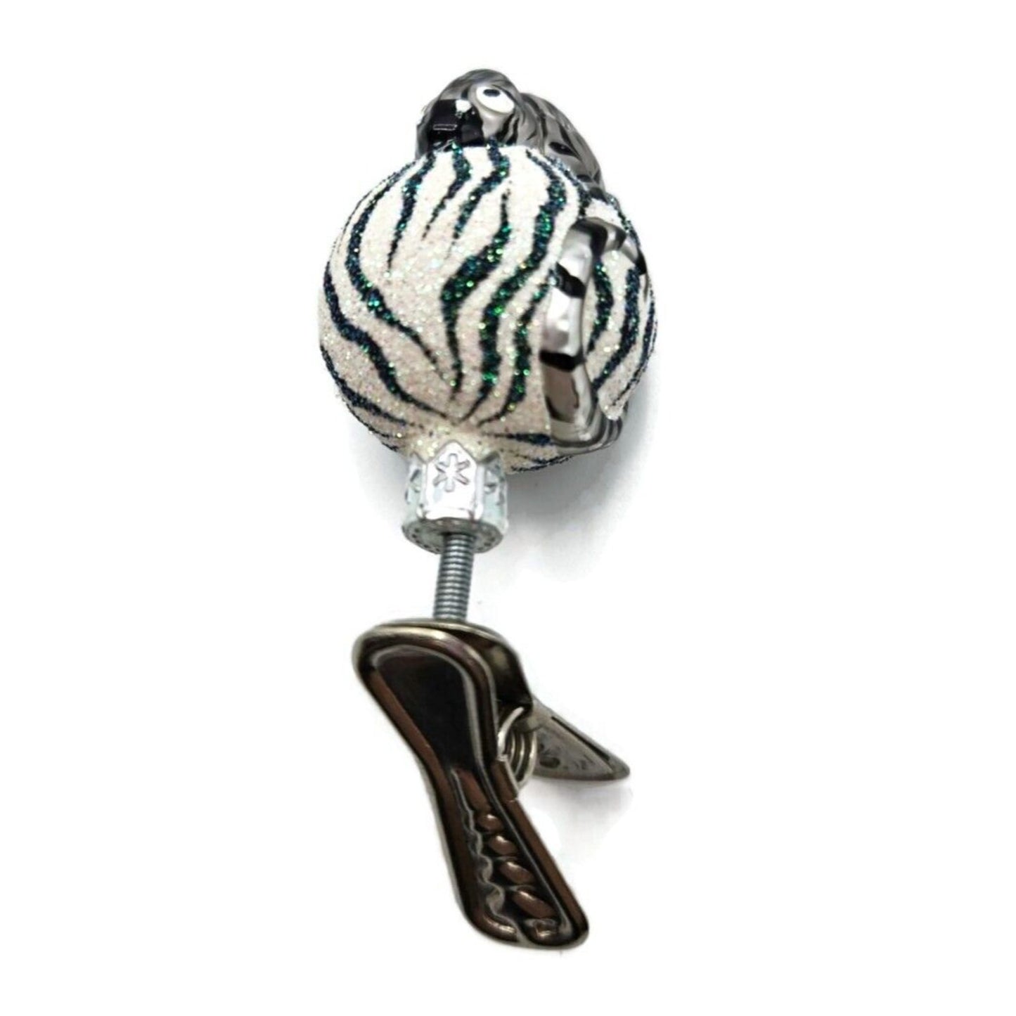 Patricia Breen Ultra Miniature Chameleon Zebra Clip On Christmas Tree Ornament