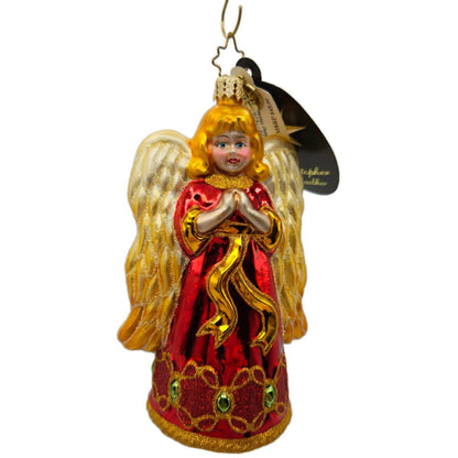 Christopher Radko Holiday Herald Angel Ornament 1015108 Red Gold Wings Christmas