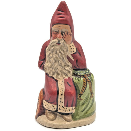 VaillancourtThe OY VEY Father Christmas on a Log Folk Art Christmas Figurine