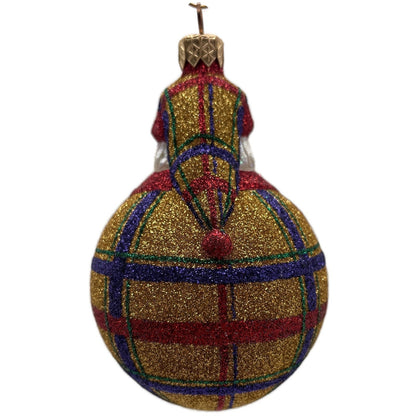 Patricia Breen Santa Du Monde Plaid Red Gold Christmas Tree Ornament CATZ