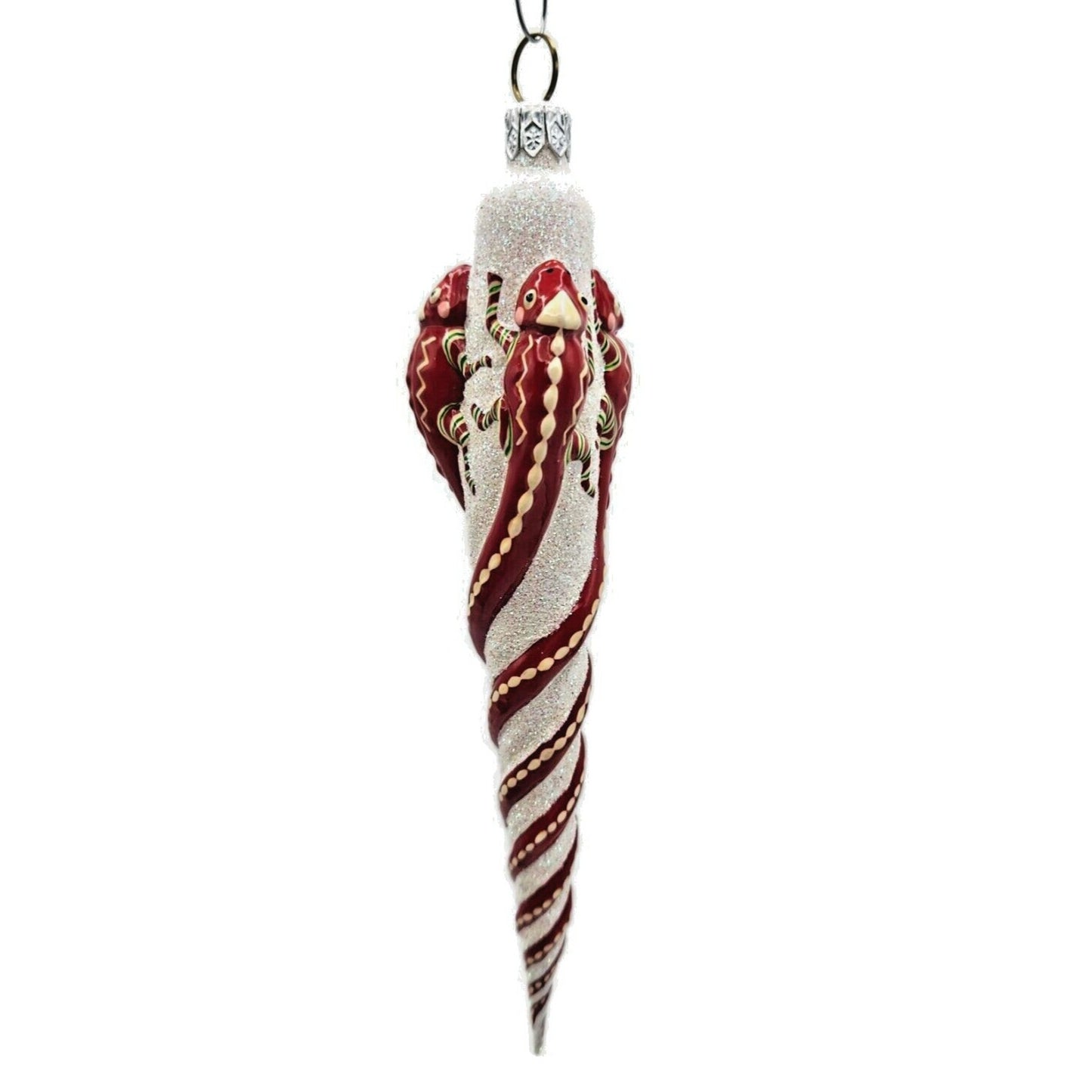 Patricia Breen Chameleon Icicle Red Glittered Christmas Holiday Tree Ornament