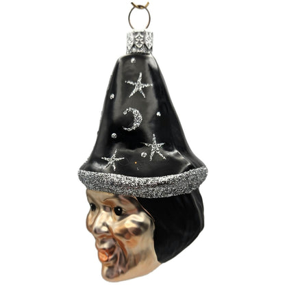 Patricia Breen Witch Hazel Black Hat Silver Moon Stars Halloween Ornament CO