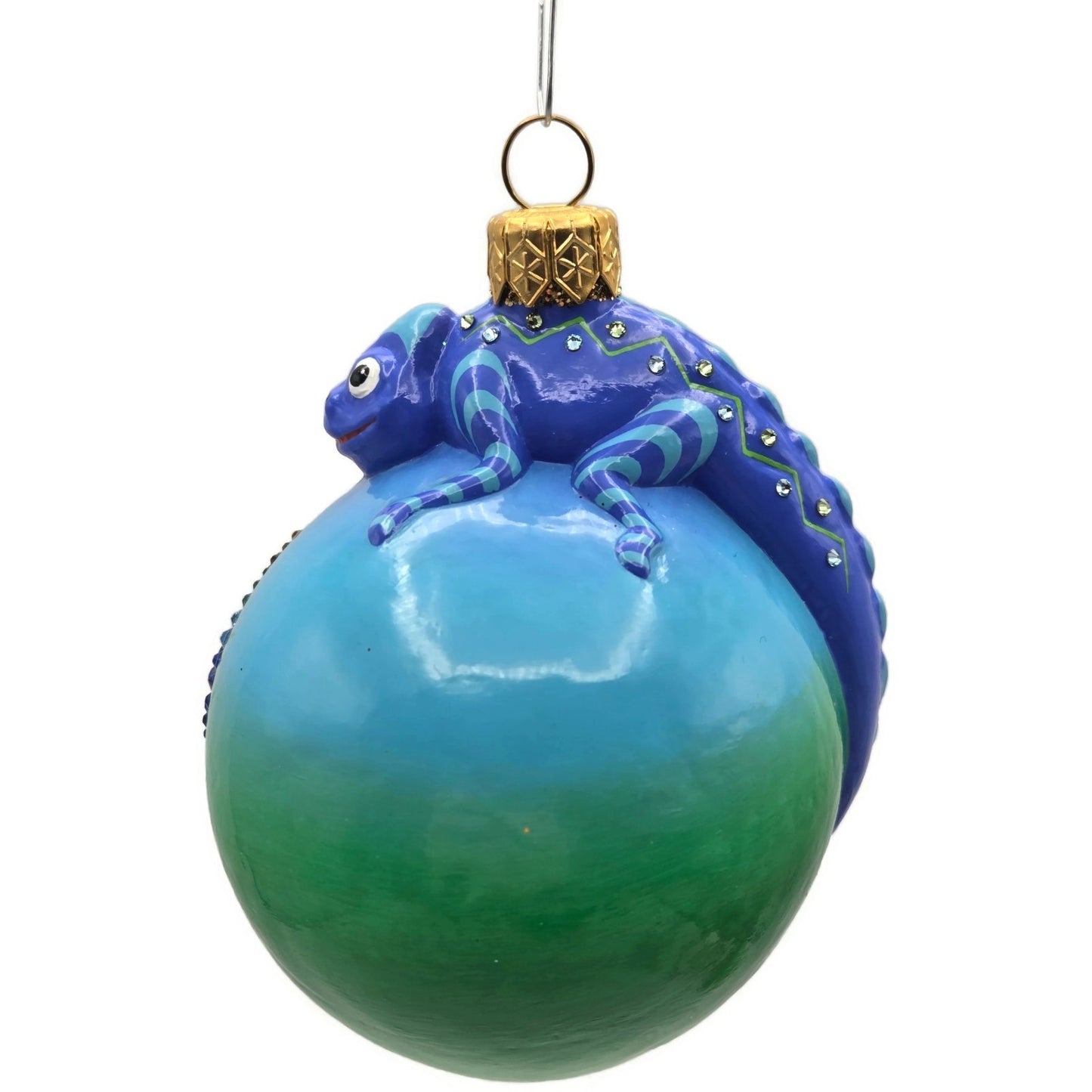 Patricia Breen Happy Holidays Hamish Shades Peacock Chameleon Christmas Ornament