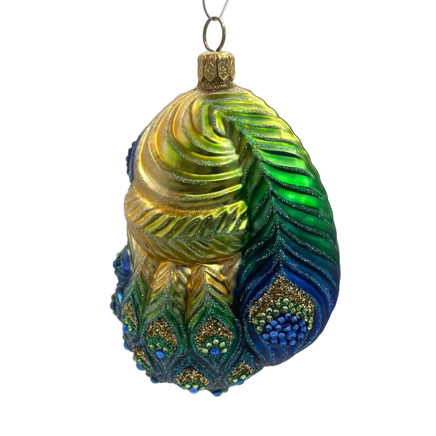 Patricia Breen Henrys Santa Claus Head Peacock Christmas Holiday Ornament