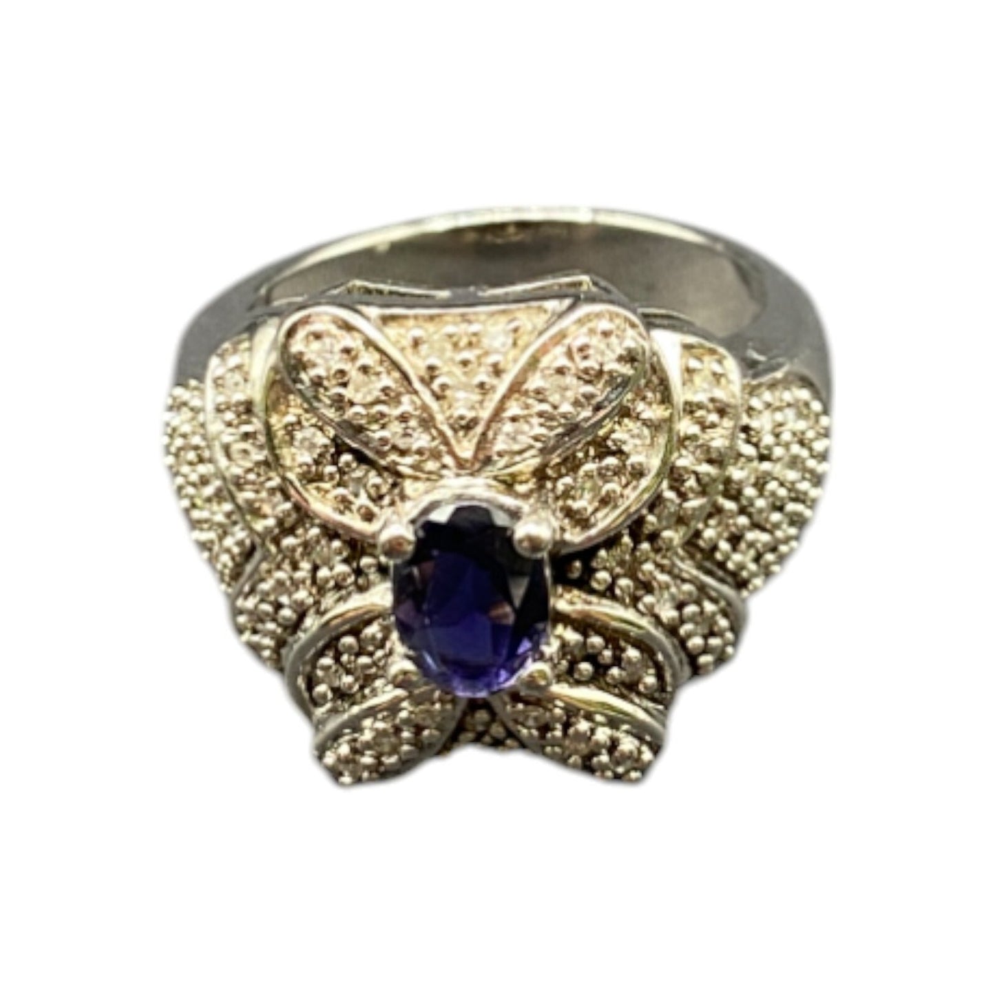 925 Sterling Silver Prong Set Tanzanite Gemstone Ring Made in Thailand Size 8