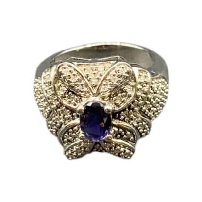 925 Sterling Silver Prong Set Tanzanite Gemstone Ring Made in Thailand Size 8