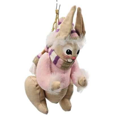 Gladys Boalt Rabbit Pink Outfit Muffler Bunny Handmade Christmas Tree Ornament