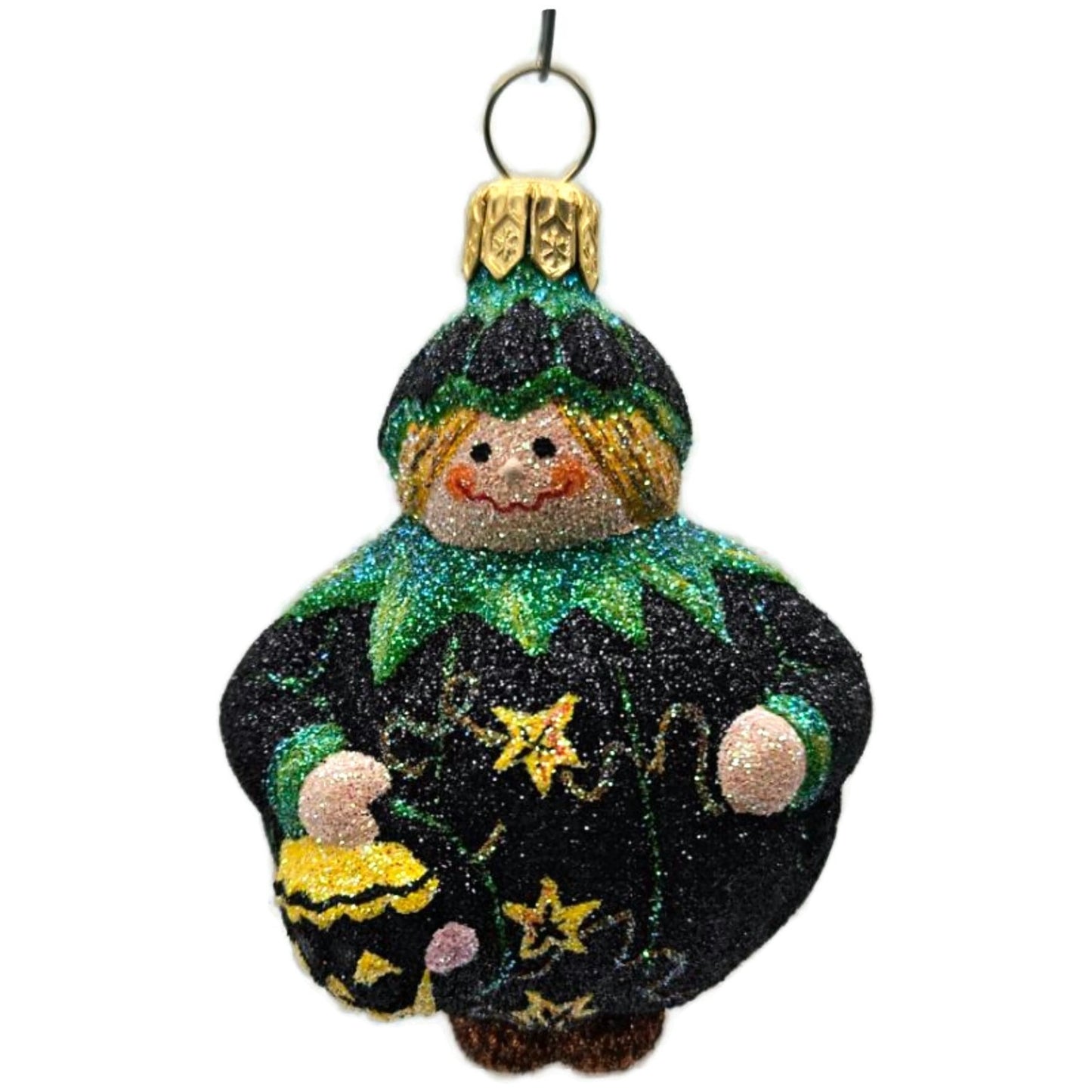 Patricia Breen Trickster Pumpkin Back Black Orange Glass Halloween Ornament 2651