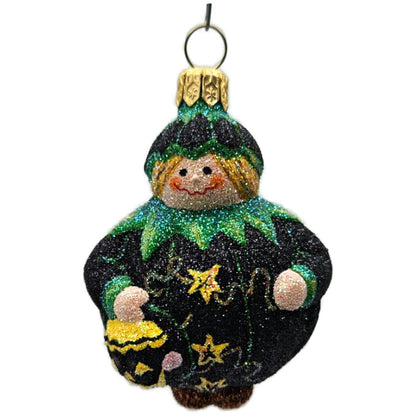 Patricia Breen Trickster Pumpkin Back Black Orange Glass Halloween Ornament 2651
