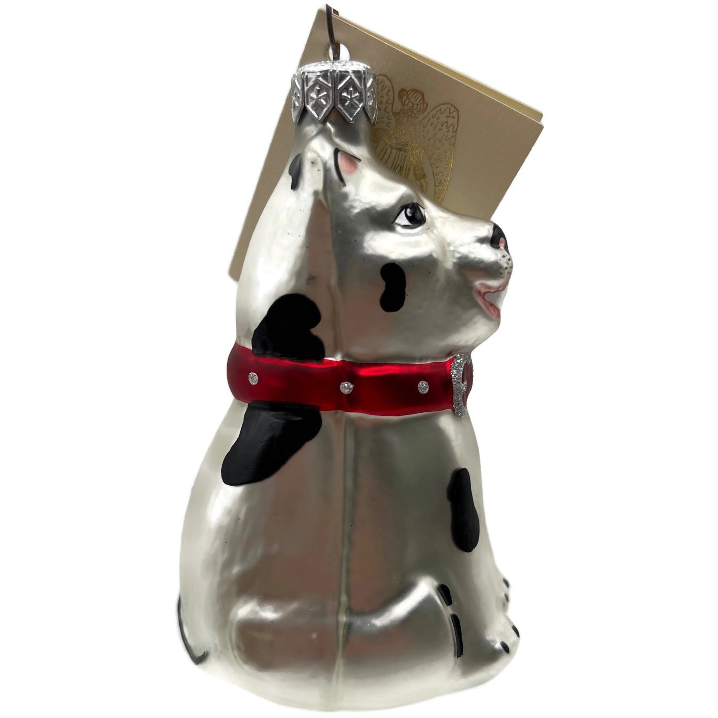 Patricia Breen Laughing Dog Sitting Pearl White Animal Christmas Tree Ornament