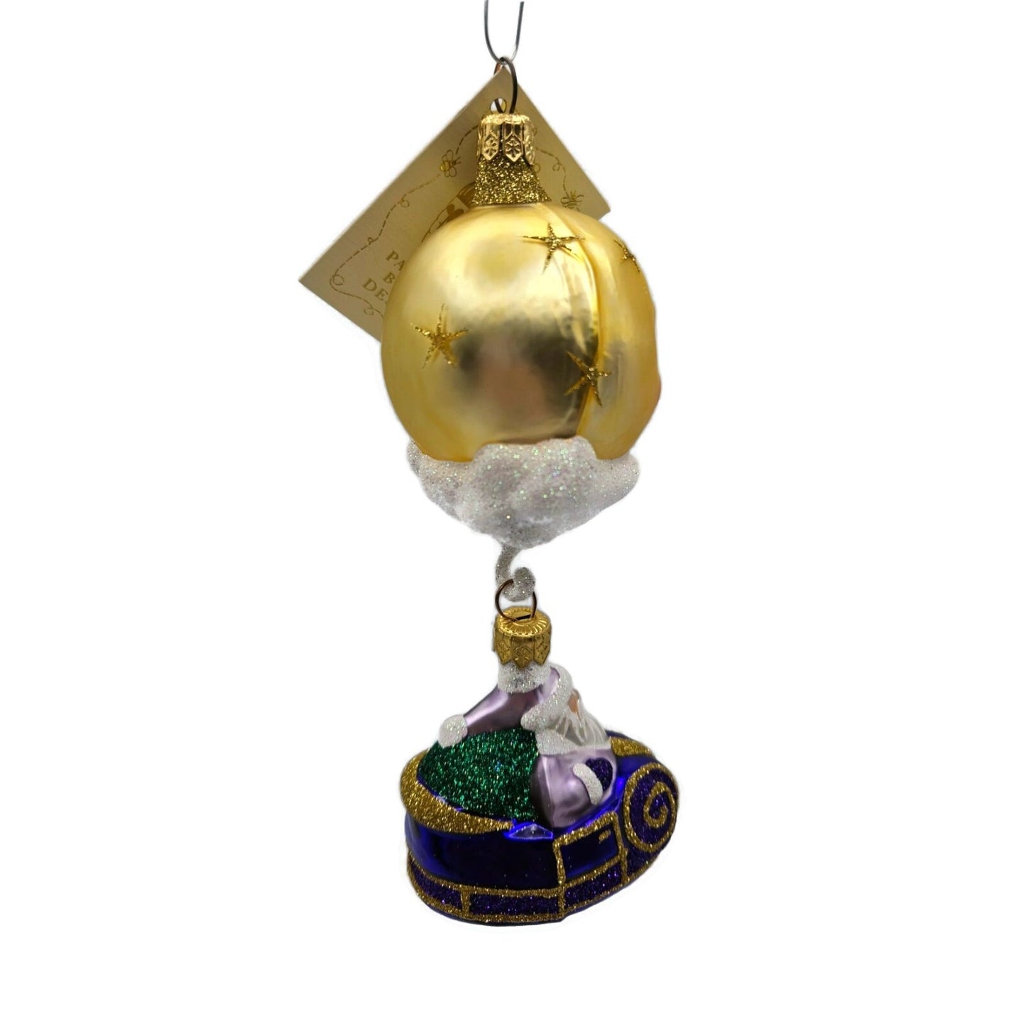 Patricia Breen Night Flight Santa Purple Sleigh Gold Moon Christmas Ornament