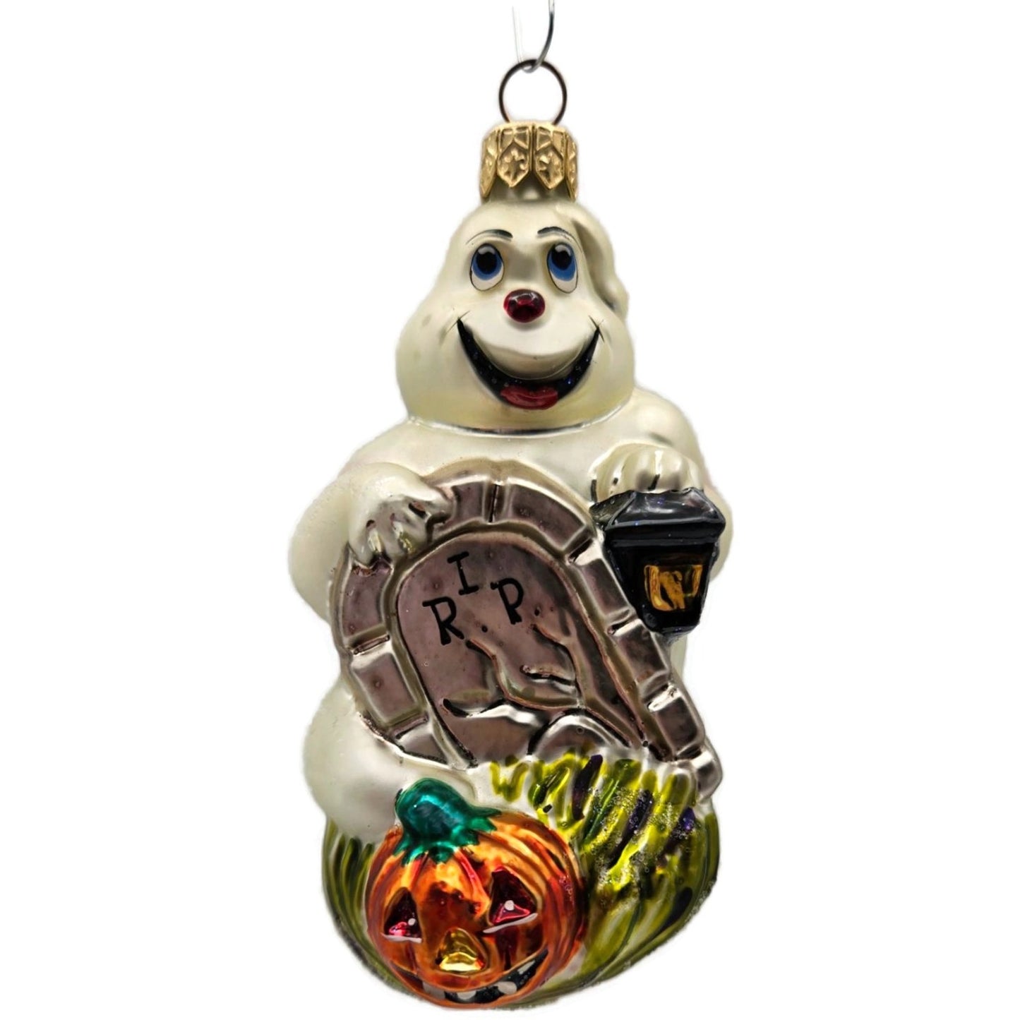Christopher Radko Fright D Light Ghost Pumpkin Halloween Christmas Tree Ornament