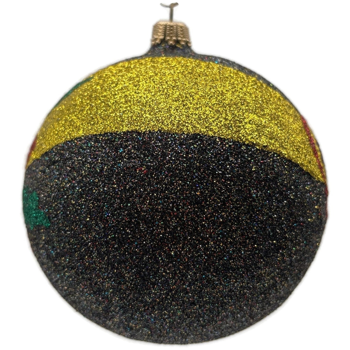Larry Fraga Poinsettia Heart RITA Black Red Gold Ball Christmas Tree Ornament