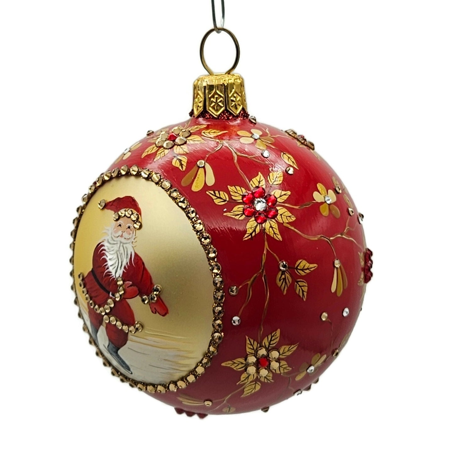 Patricia Breen Beguiling Orb Brinker Red Santa Ball Christmas Tree Ornament 3422