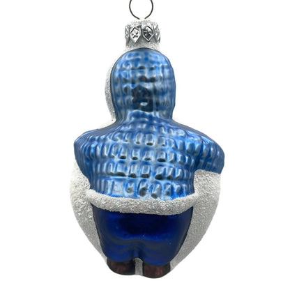 Patricia Breen Snowball Boy Blue Blown Glass Christmas Holiday Tree Ornament