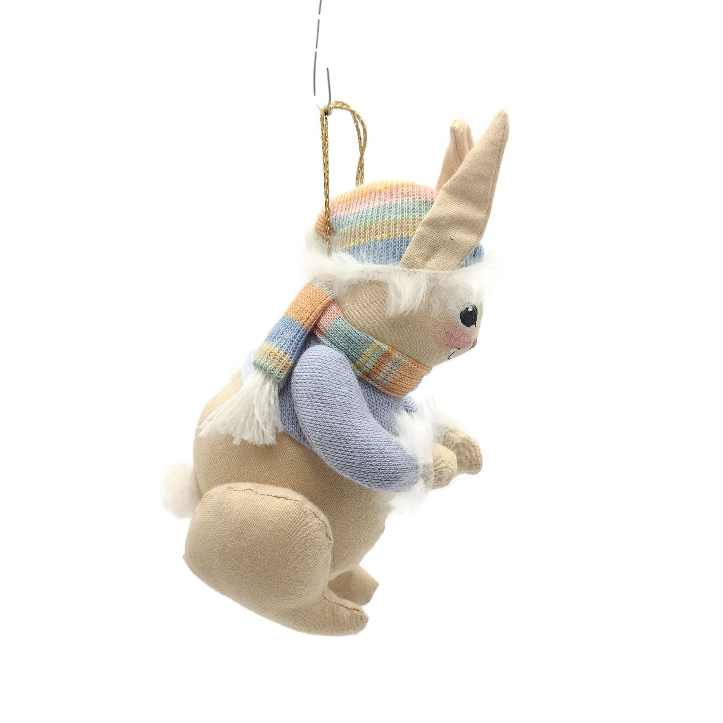 Gladys Boalt Rabbit Blue Muffler Sweater Handmade Fabric Christmas Ornament