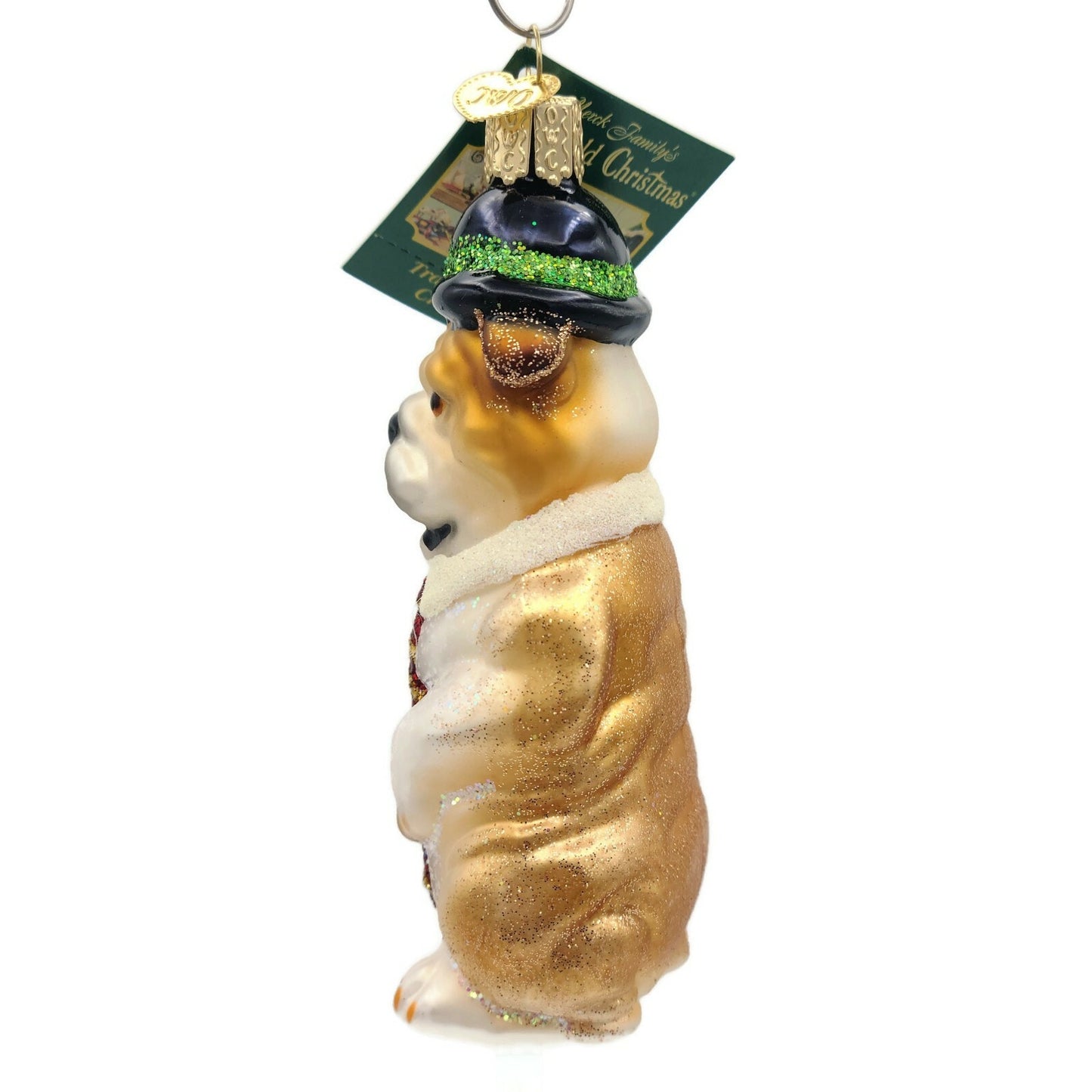 Old World Christmas Mr. Business Bulldog Pet Hat Christmas Tree Ornament OWC