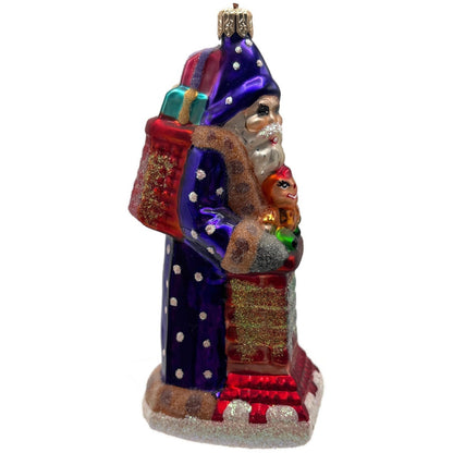Christopher Radko Chimney Sweets Santa Snow Glass Christmas Ornament 98-186-0