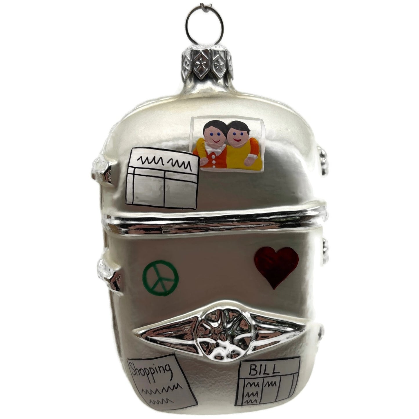 Patricia Breen Grandma Josie's Fridge Pearl Heart Silver Christmas Tree Ornament