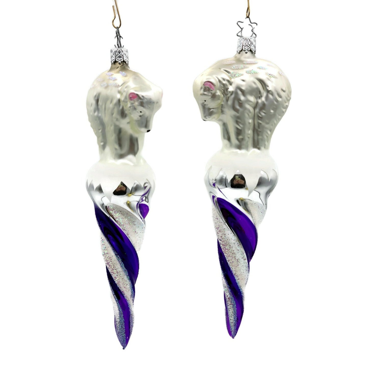 Inge Glass Ornament Polar Bear Icicle Old World Christmas Purple CATZ Exclusive