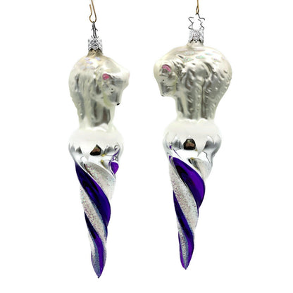 Inge Glass Ornament Polar Bear Icicle Old World Christmas Purple CATZ Exclusive