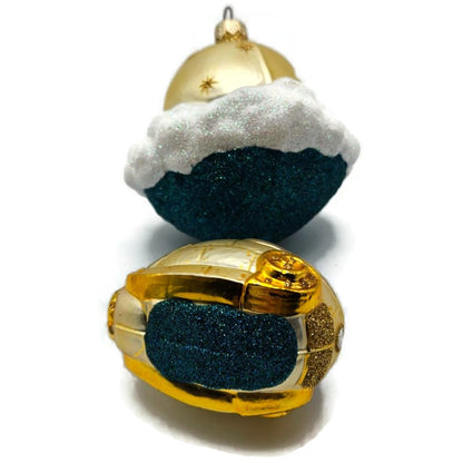 Patricia Breen Santa's Underwater Sleigh Glittered Stars Christmas Ornament 9932