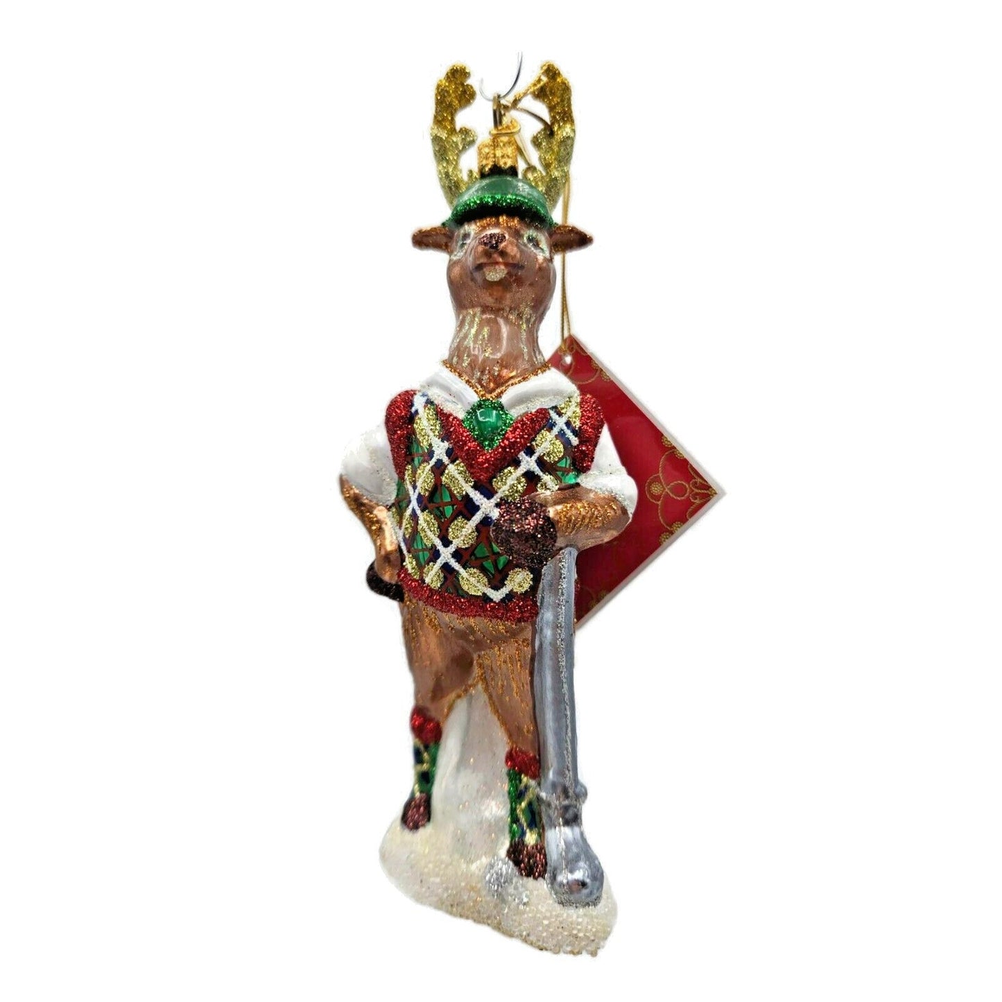 Juliska Country Estate Reindeer Games Comet Golf Club Glass Christmas Ornament