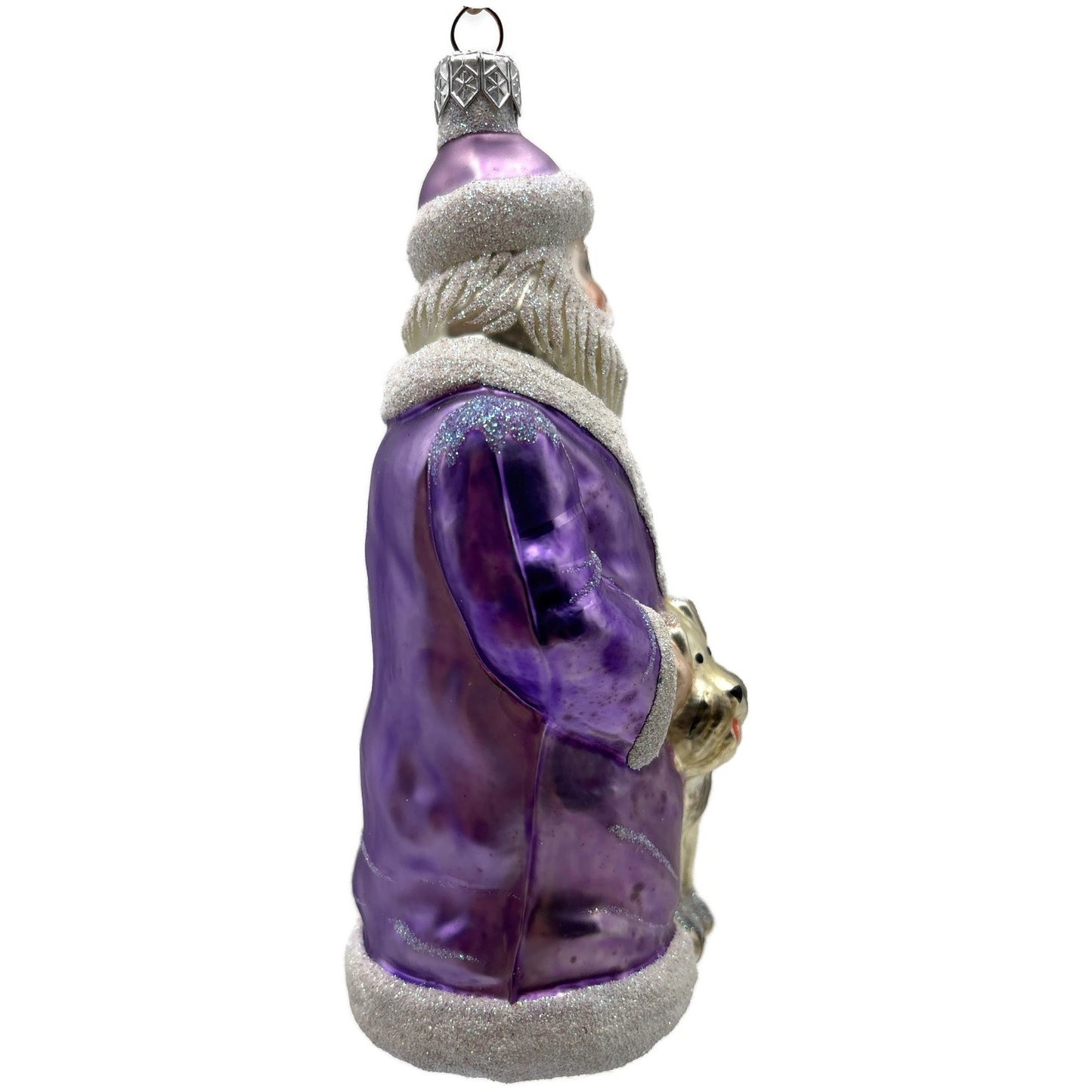 Patricia Breen Just What I Wanted Lavender Santa Dog Christmas Tree Ornament