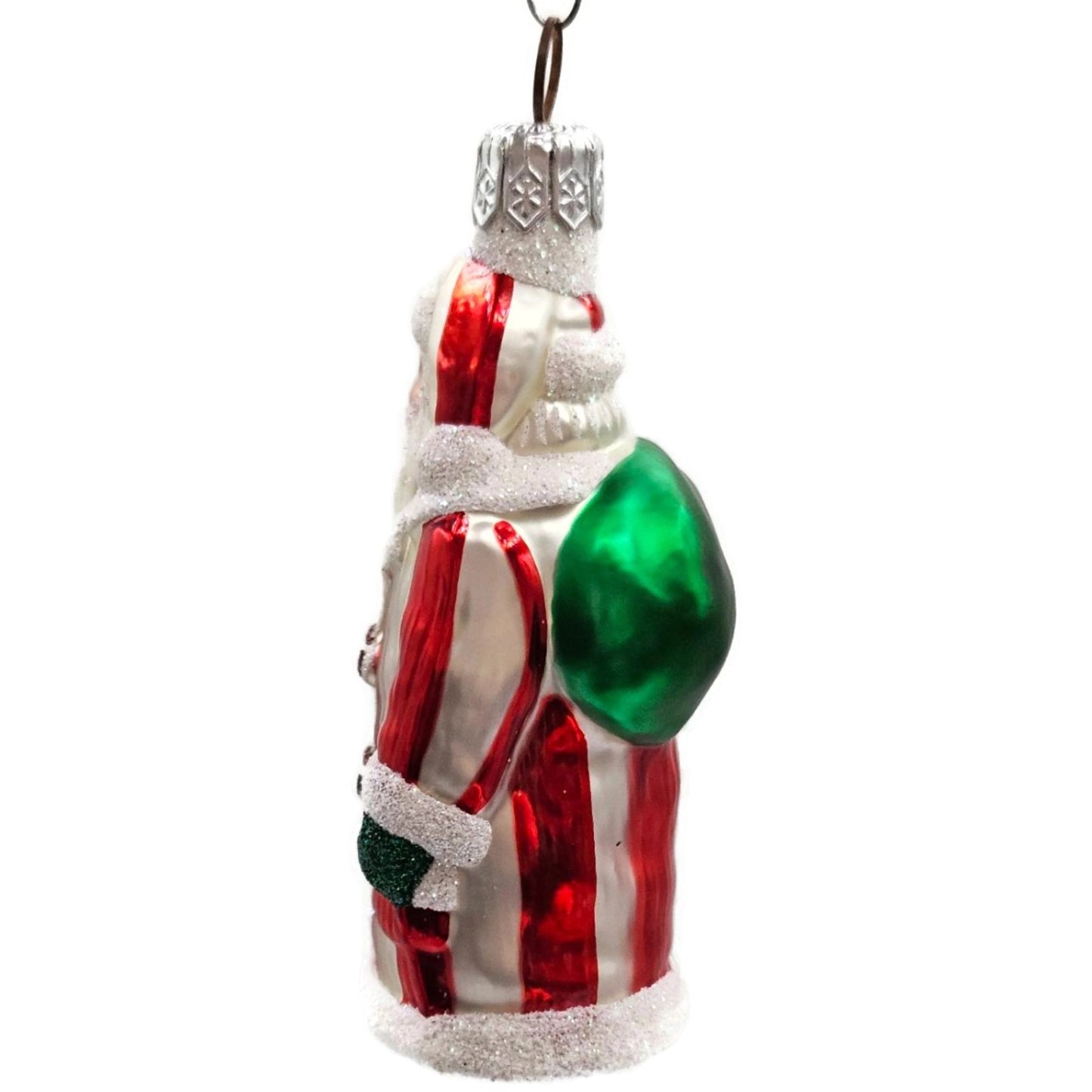 Patricia Breen Miniature Striped Santa Claus Red White Christmas Tree Ornament