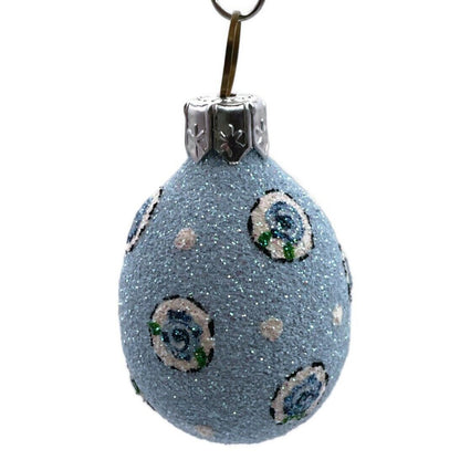 Patricia Breen Miniature Egg Tiny Rose Medallion Blue Easter Christmas Ornament