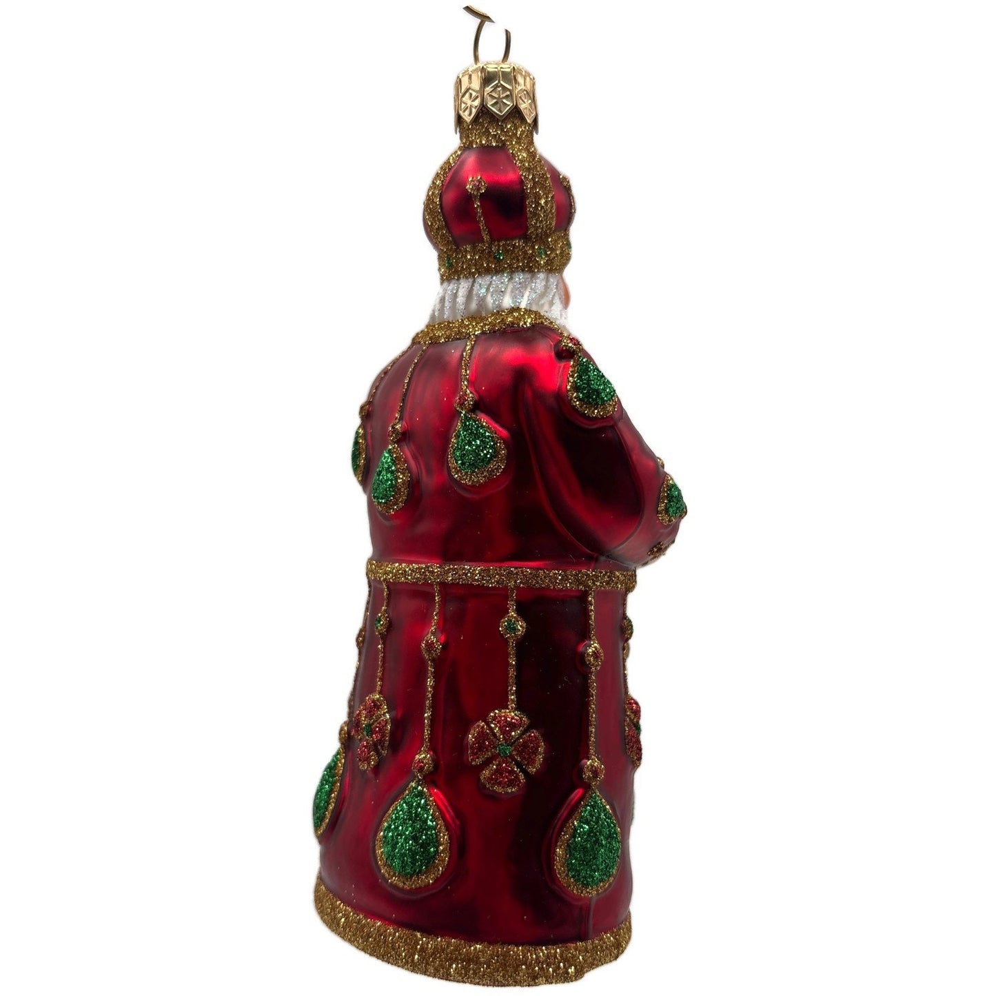 Patricia Breen Bedecked Bejeweled Santa Red Gold Green Christmas Ornament NM