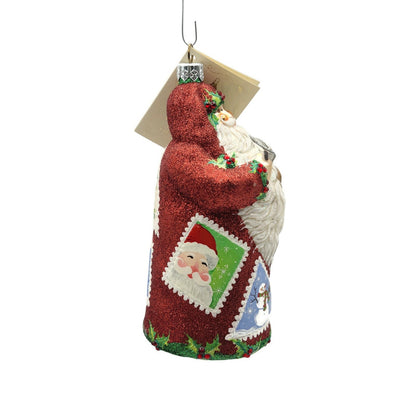 Patricia Breen Evans Santa Claus Noel Red Stamp Holly Snowman Christmas Ornament