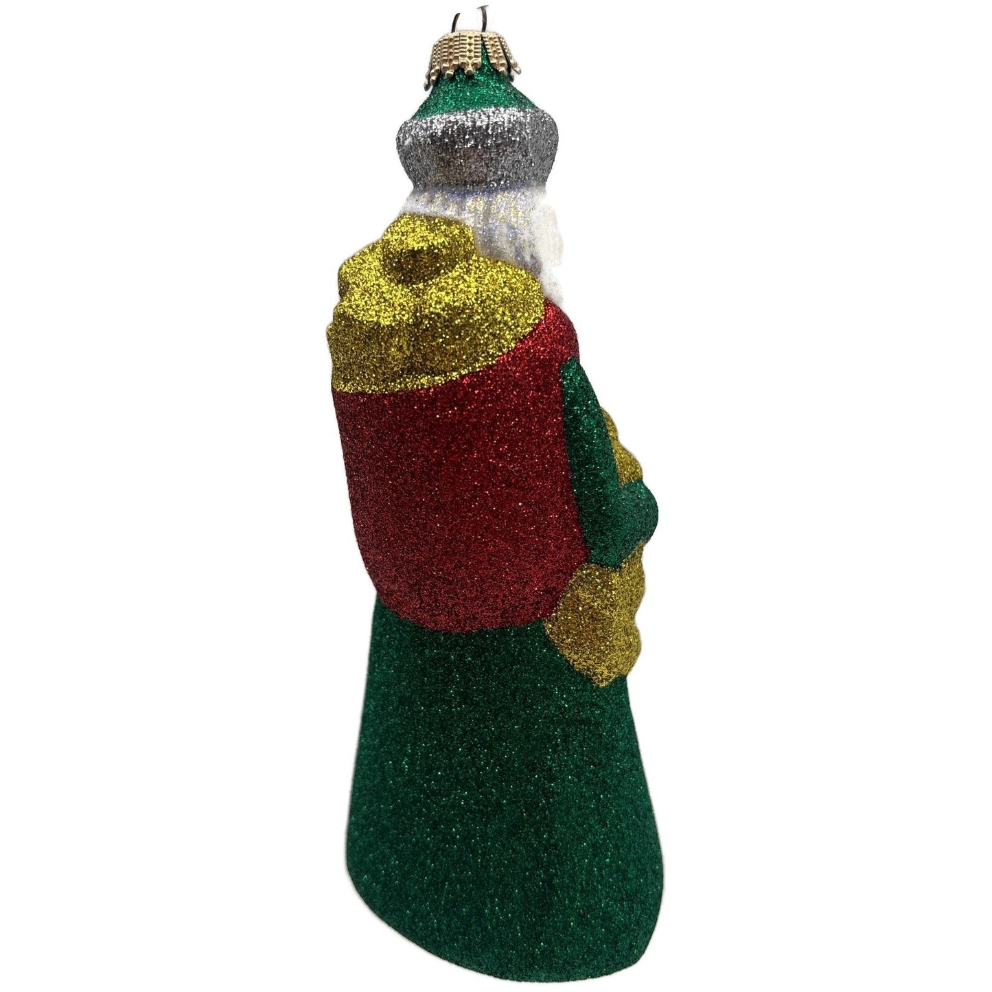 Larry Fraga Mr. Fabulous Glitter Series Green Gold Santa Christmas Ornament