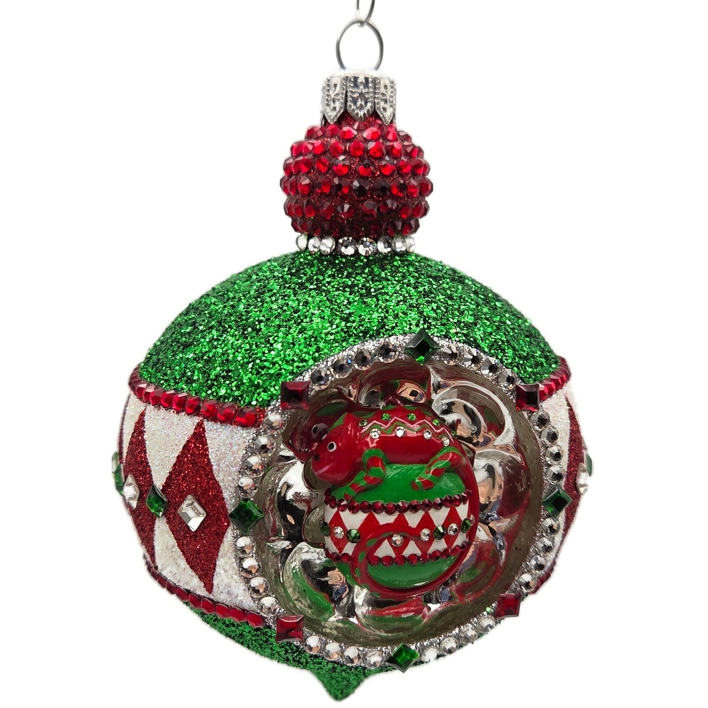 Patricia Breen Anniversary Reflector Green Glitter Chameleon Christmas Ornament
